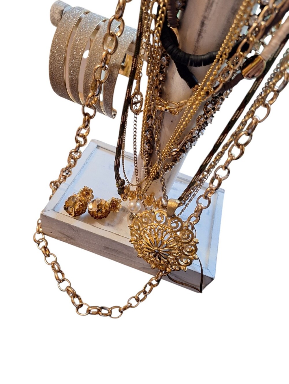 16 Piece Gold & Crystal Embellished BLING Statement Edgy Lot Jewelry The Limited - Picture 3 of 11